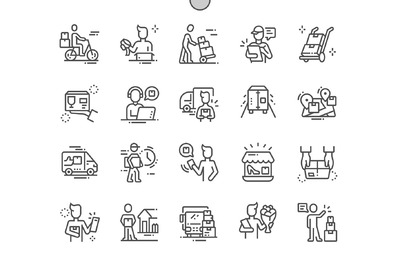 物流服务细线图标 Delivery service Line Icons