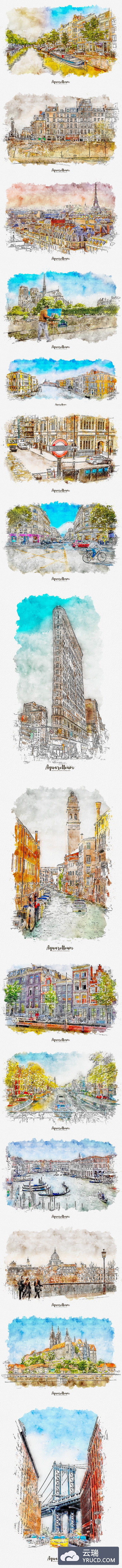 城市水彩画动作下载[atn]