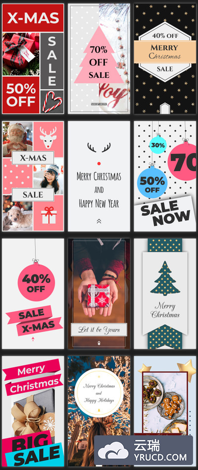 圣诞品牌促销推广Instagram故事视频ae模板