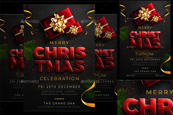 圣诞狂欢派对活动邀请传单/海报模板