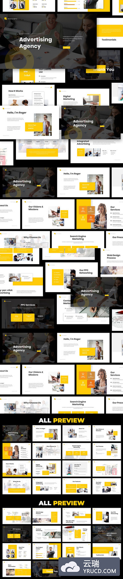 极简主义的现代广告代理商演示文​​稿powerpoint幻灯片演示模板（pptx）