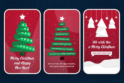 12个Instagram动画故事圣诞/新年促销视频ae模板