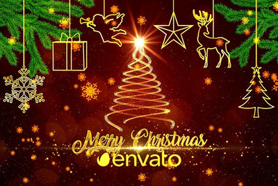 闪烁的圣诞假日祝福/圣诞Logo演示视频Motion模板