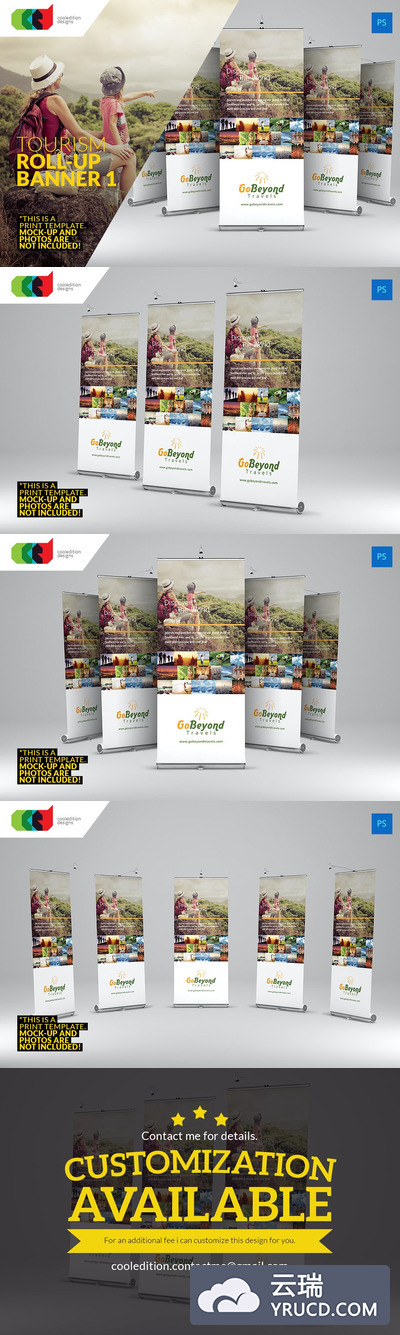 旅游易拉宝设计模板 Tourism Roll-Up Banner 1