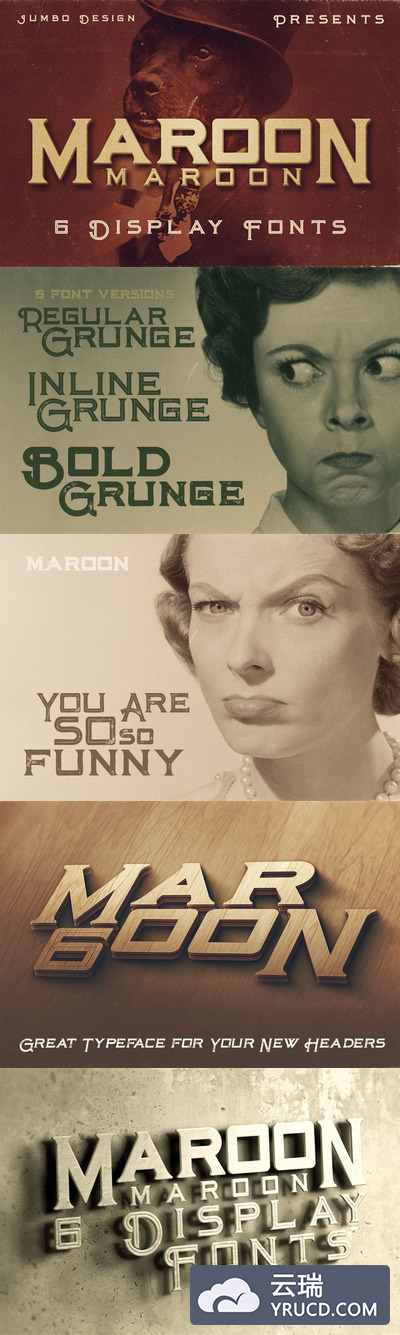 复古故事字体 Maroon - 6 Vintage Style Fonts
