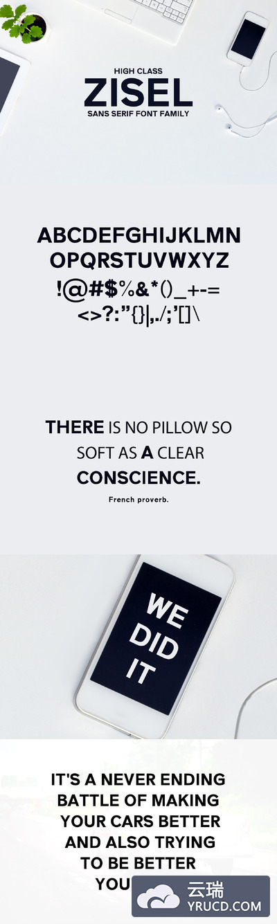 无衬线设计字体 Zisel Sans 5 Fonts Family Set