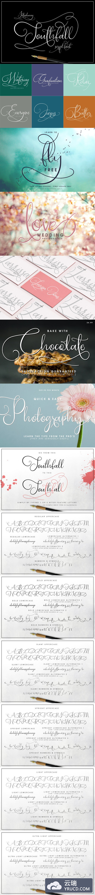 草书签名字体 Southfall Script Font