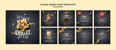 圣诞节的instagram广告帖子 Christmas instagram post collection PSD file