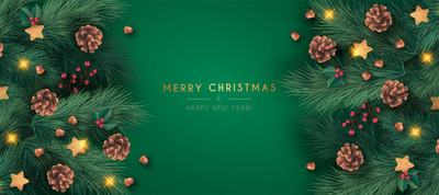 圣诞快乐横幅模板 Realistic merry christmas banner template Vector