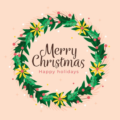 平面设计圣诞花环 Flat design christmas wreath concept Vector