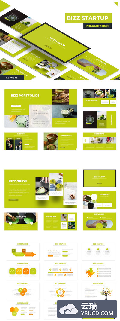 清新绿色抹茶配色的Google Slides谷歌幻灯片演示模板（pptx）