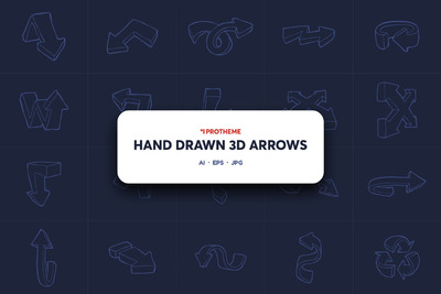 高品质的少见稀有手绘3D立体方向箭头集合（AI，EPS，JPG）