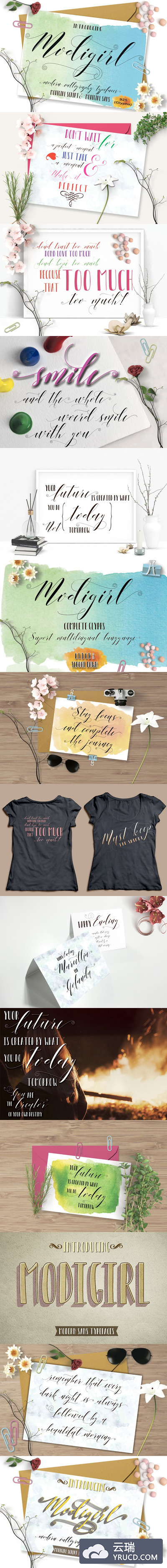 时尚手写书法字体 Modigirl Script