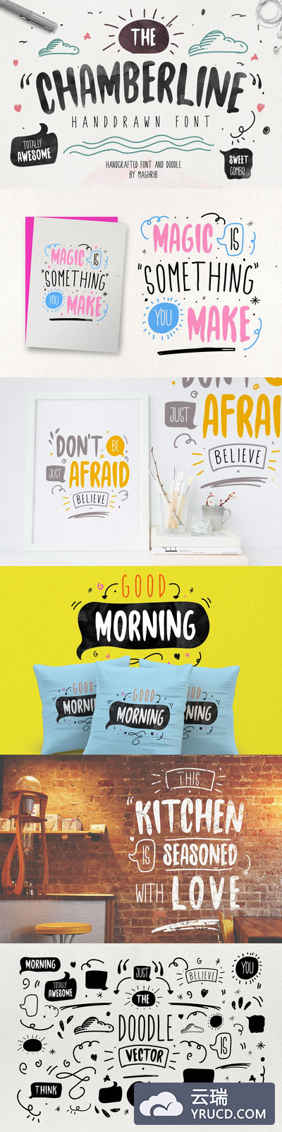 手写笔刷字体 Chamberline & Doodle Vector