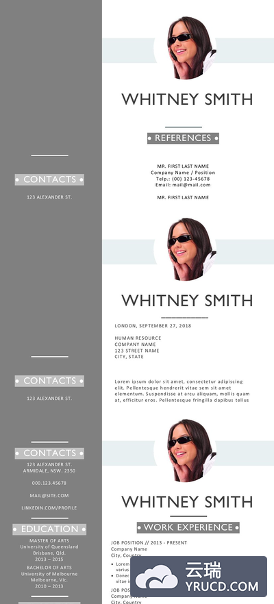 时尚3合1简历模板 3 in 1 modern photo Word resume