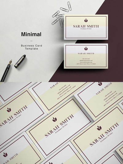 商业名片设计模板 SARAH - Minimal Business Card