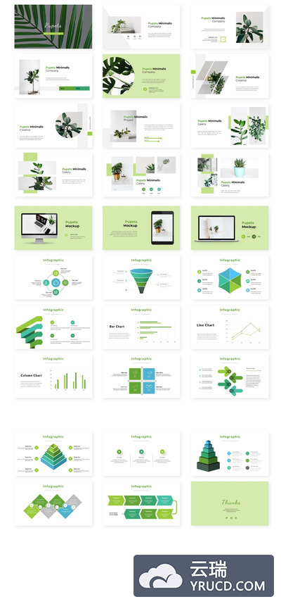 高端绿植极简PPT模板下载[PPTX]