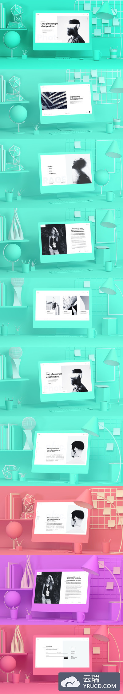 多彩缤纷的iMac样机[PSD]