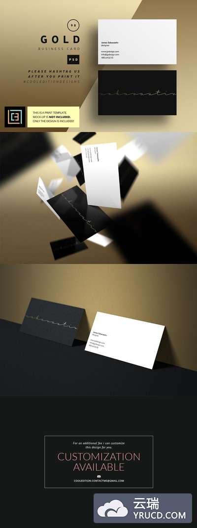 金色高端名片设计模板 Gold - Business Card 98