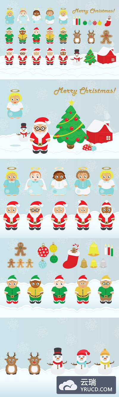 圣诞节卡通设计插画 Christmas Design Pack