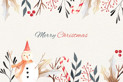 圣诞节水彩元素背景 Watercolor nature christmas background Vector