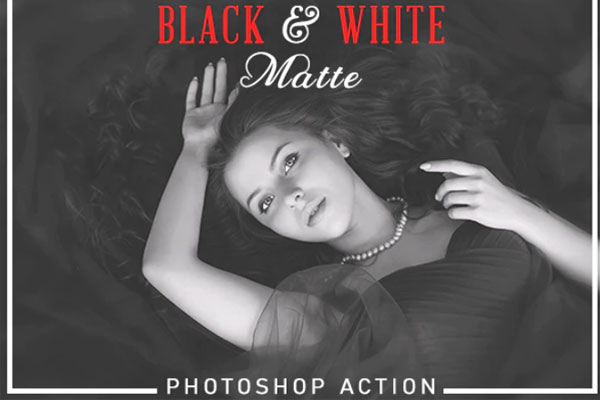 时尚黑白磨砂哑光效果照片处理ps动作