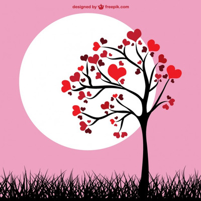 情人节爱心树插画 Tree heart leaves Vector
