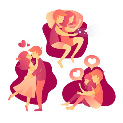 浪漫爱心情侣插画 Love concept illustration set Vector