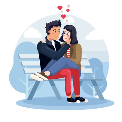 甜蜜情侣日常插画 Love couple concept illustration Vector