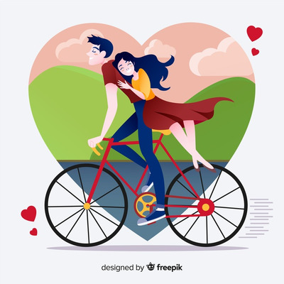 甜蜜情侣日常插图 Beautiful couple in love illustration on flat design Vector
