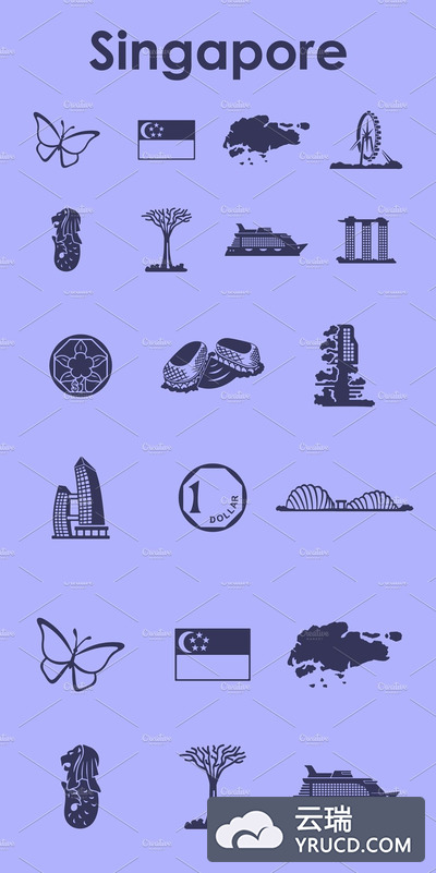 新加坡图标素材 Singapore simple icons