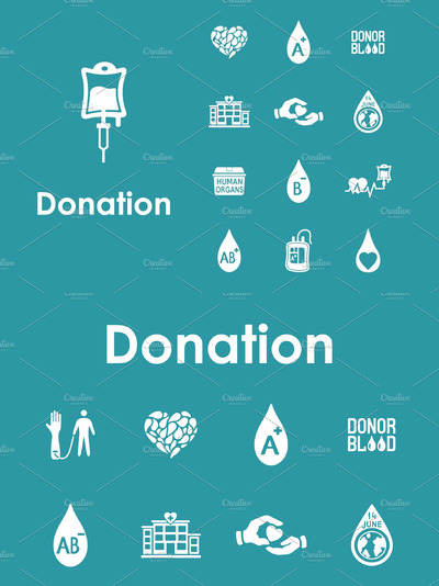 捐赠打赏图标素材 Set of donation simple icons