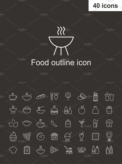 食物图标素材 Food outline icon