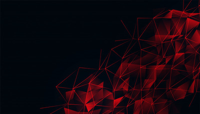 抽象多边形背景 Black background with red glowing low poly mesh Vector