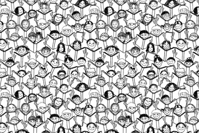 小孩读书涂鸦背景素材下载[EPS]