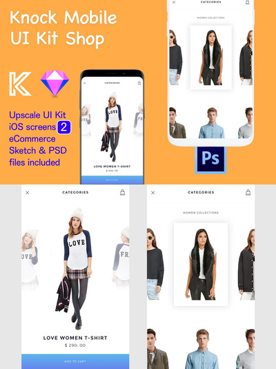 时尚高端简约电子商务移动手机APP UI KTIS（JPG，SKETCH，PSD，PDF）