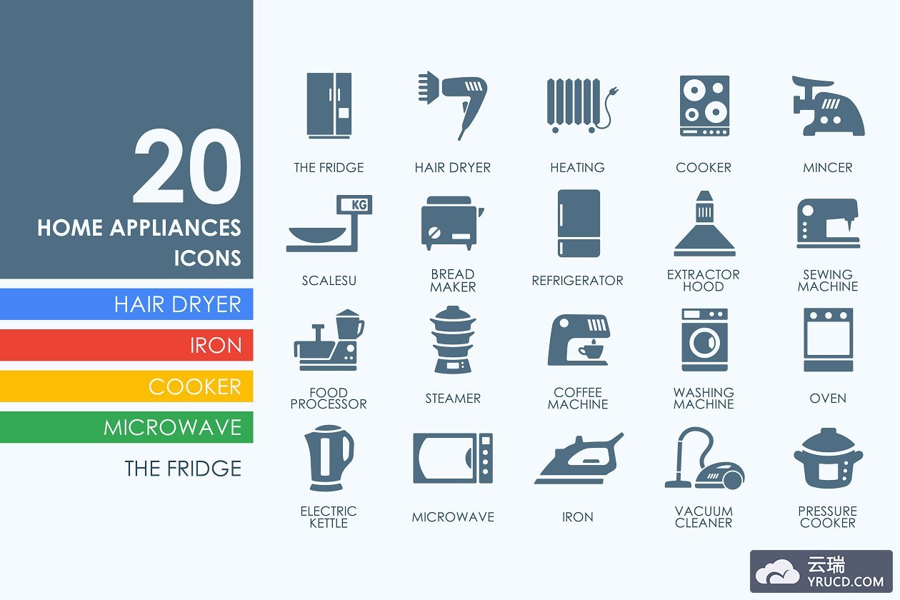 家电图标素材 20 Household Appliances icons