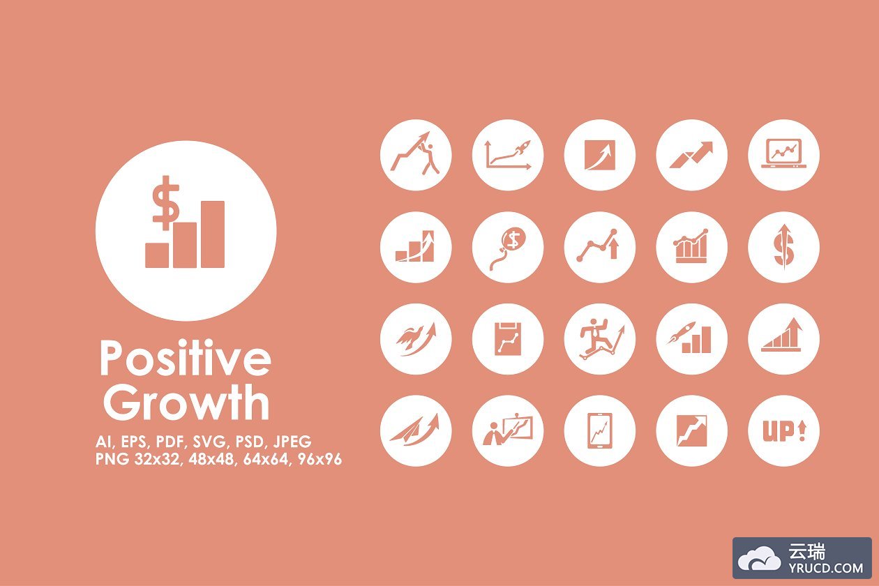 简单的正增长图标 Positive Growth simple icons