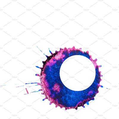 抽象时尚油墨插画 Abstract blue purple ink stain