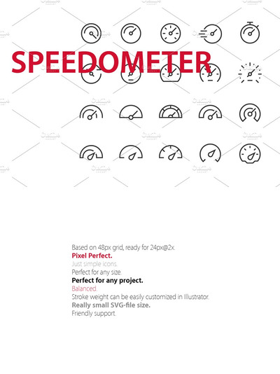 速度计矢量图标 20 Speedometer UI icons