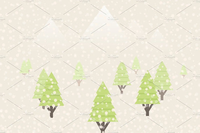 森林雪地插画 Snow in the woods