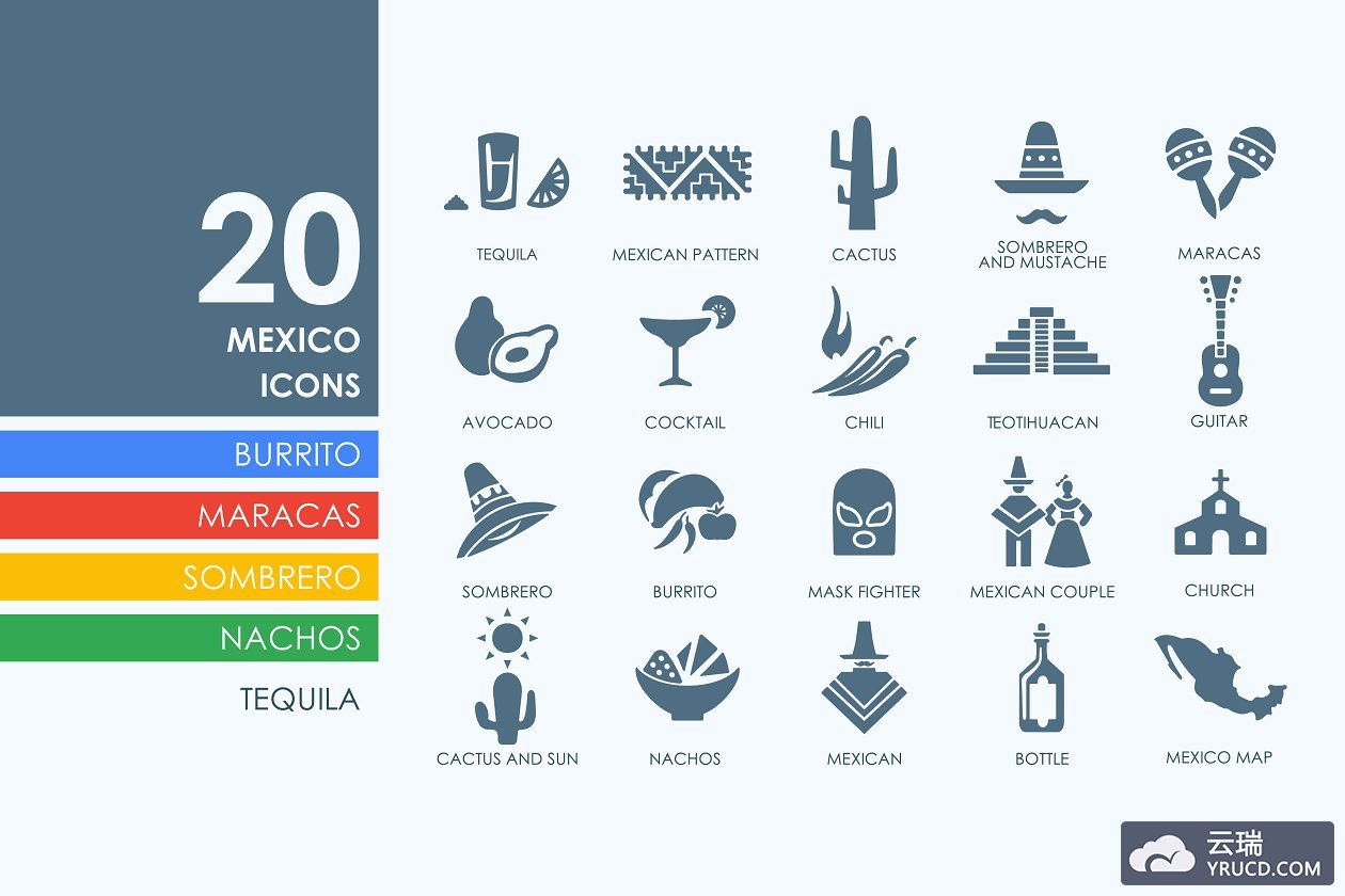 墨西哥矢量图标素材 20 Mexico icons