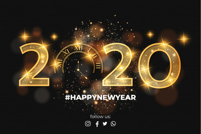 优雅的新年创意贺卡 Elegant happy new year 2020 card background Vector