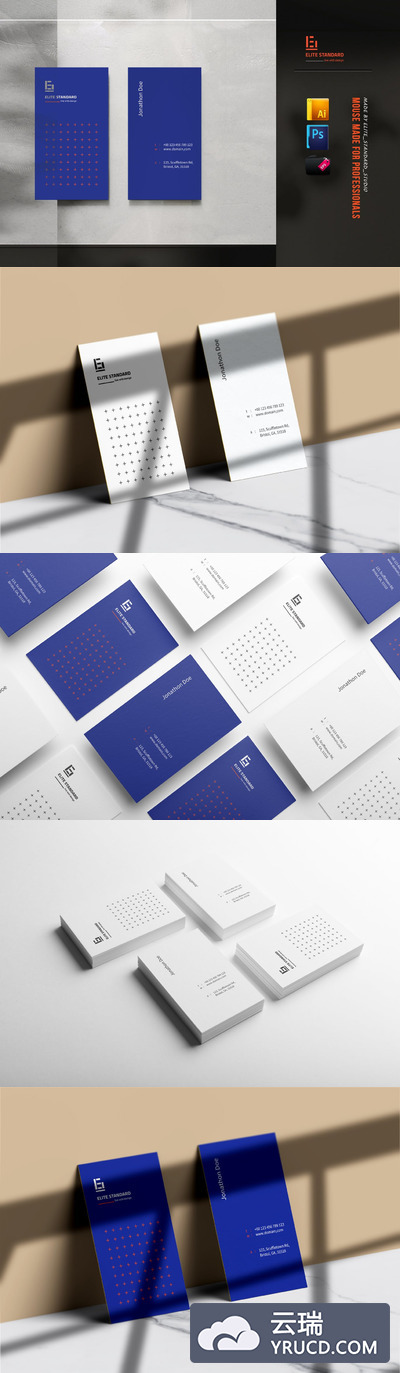 时尚高端简约多用途的高品质名片设计模板（AI，PSD，EPS）