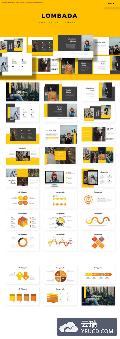 时尚高端简约多用途的powerpoint幻灯片演示模板（pptx）