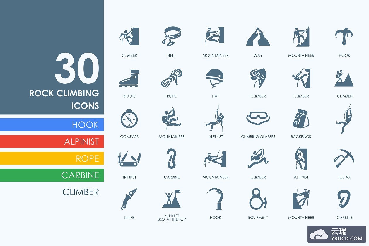 攀岩图标素材 30 rock climbing icons