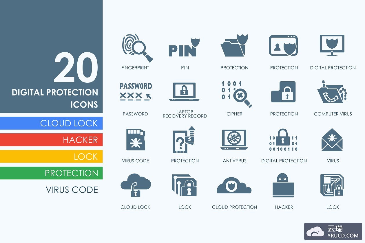数字版权保护图标素材 20 Digital Protection icons