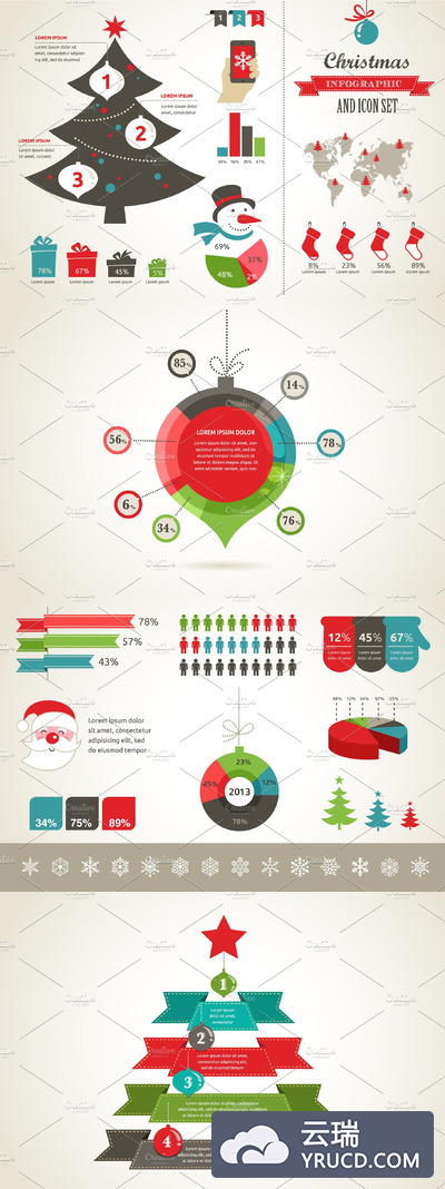 圣诞节元素插画 Christmas Infographics
