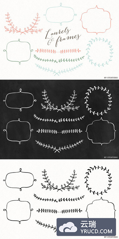 框架插画素材 Laurels & Frames Clip art
