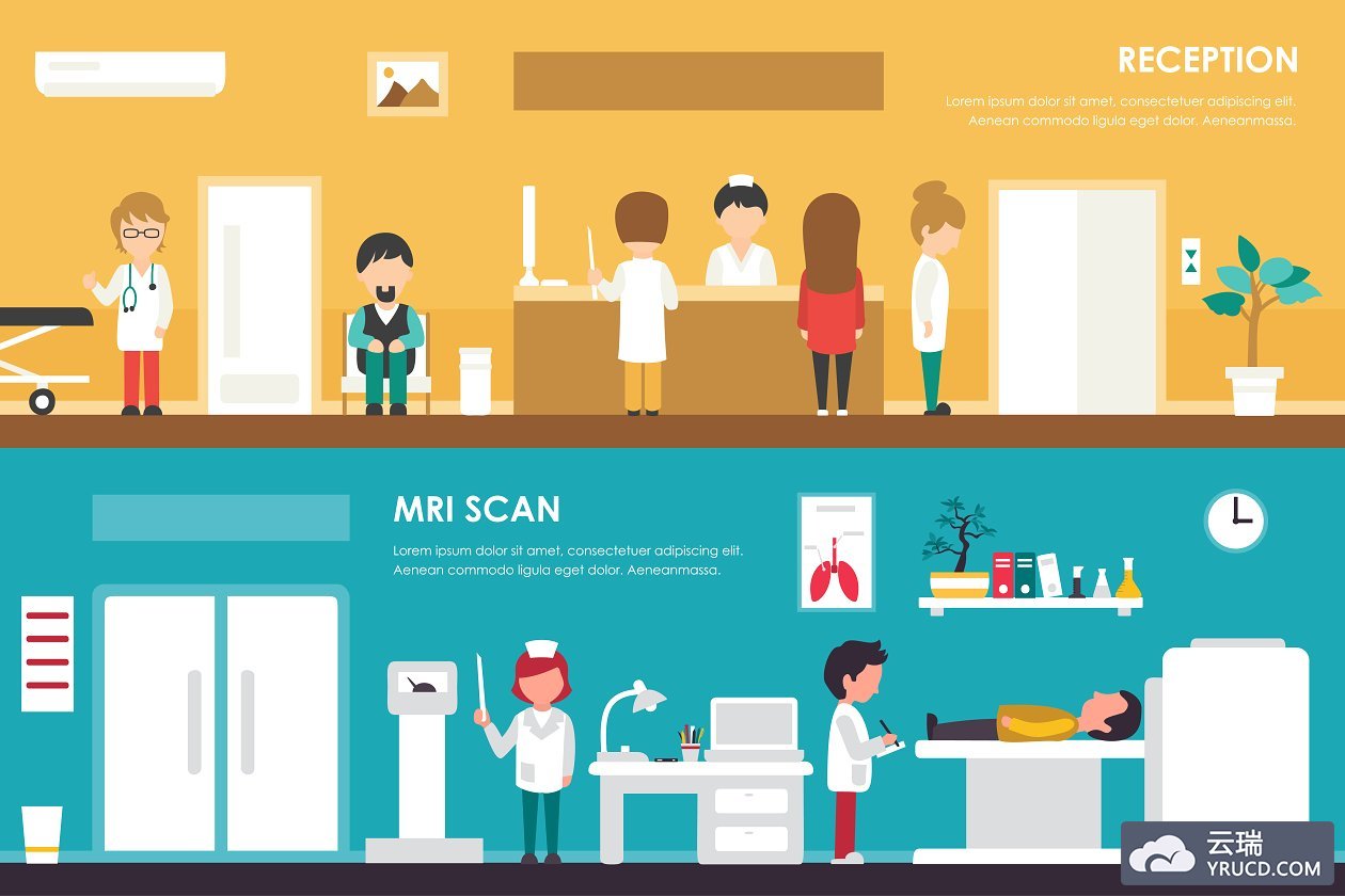 MRI扫描矢量插画 MRI Scan & Reception illustration